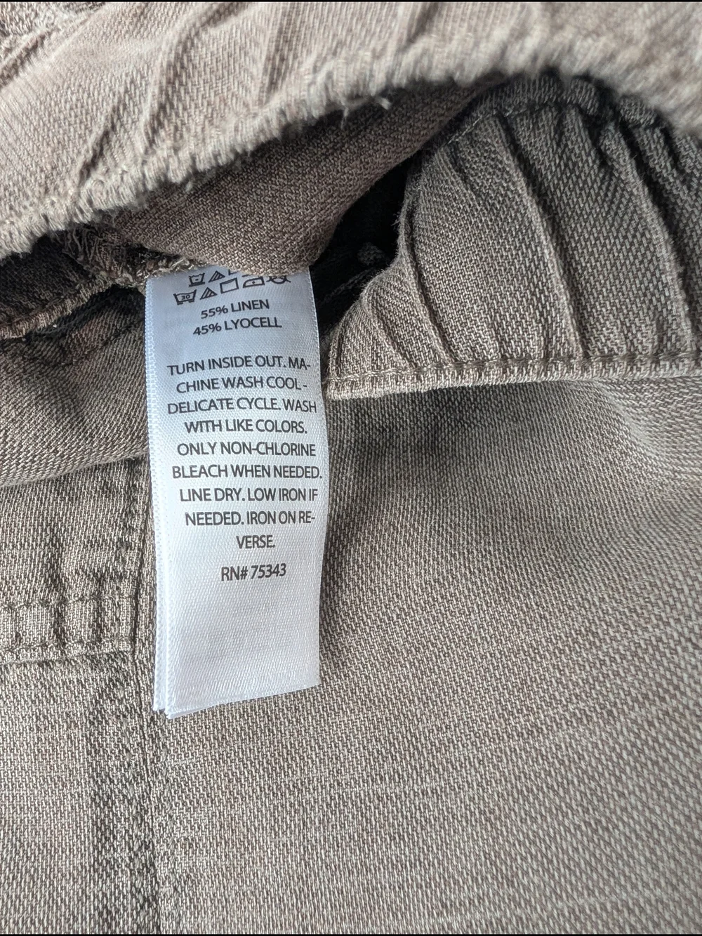 C&C California Linen Pants Draw String Elastic Waist Size XL Green Khaki Beach - Picture 8 of 8